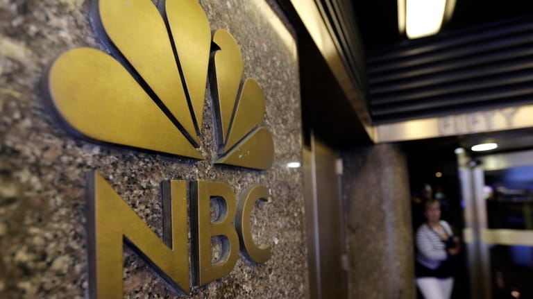 The NBC logo on the GE Building, 30 Rockefeller Plaza,...