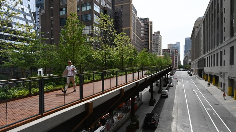 The High Line offers pedestrians a safe and elevated pathway...
