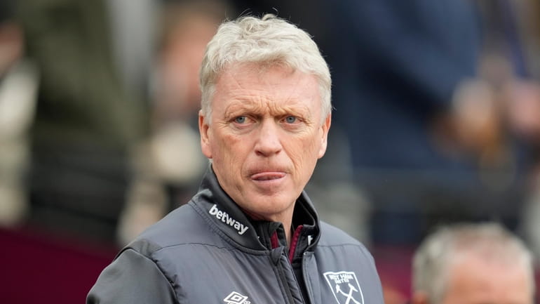 West Ham's manager David Moyes looks on prior to the...