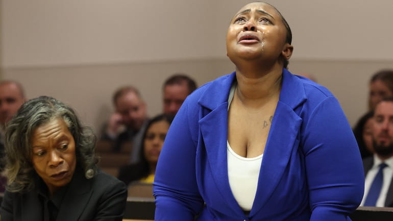 Valerie Owusu cries at her sentencing for the murder of her 5-year-old...