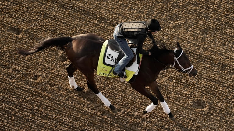 Kentucky Derby entrant Fierceness works out at Churchill Downs Thursday,...
