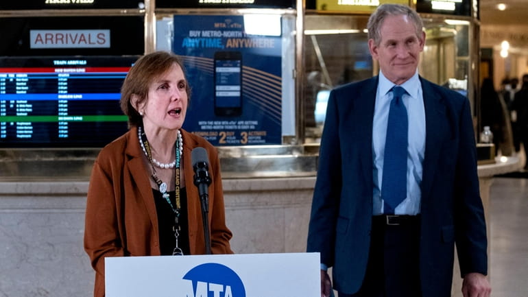 Metro-North president Catherine Rinaldi and MTA chairman and CEO Janno Lieber...