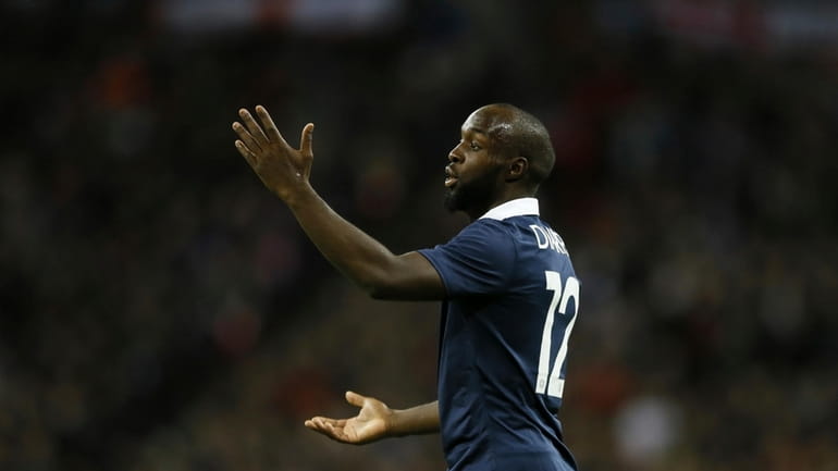 France's Lassana Diarra reacts during the international friendly soccer match...