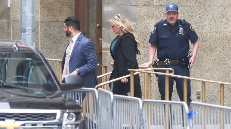 Stormy Daniels leaves Manhattan Criminal Court after testifying at former President...