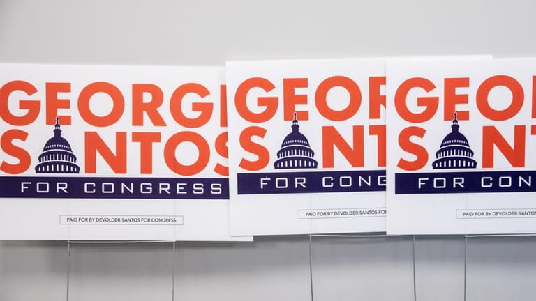 Santos campaign signs at headquarters in Oyster Bay on Sept....