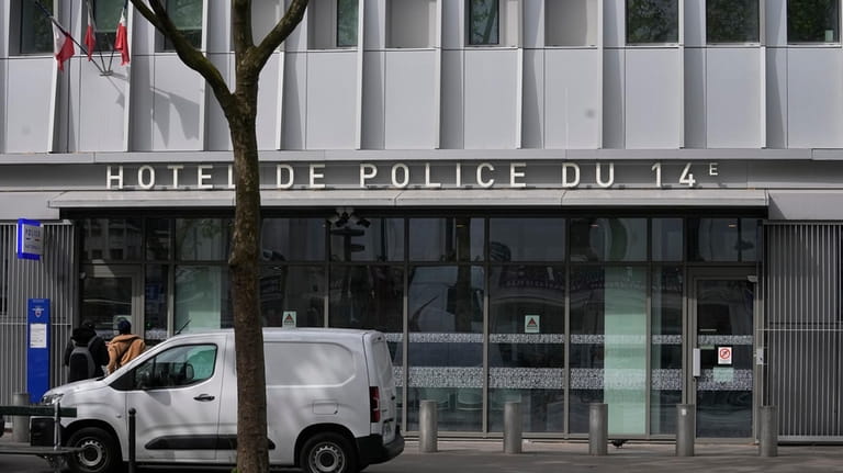 View of the police station where French actor Gerard Depardieu...