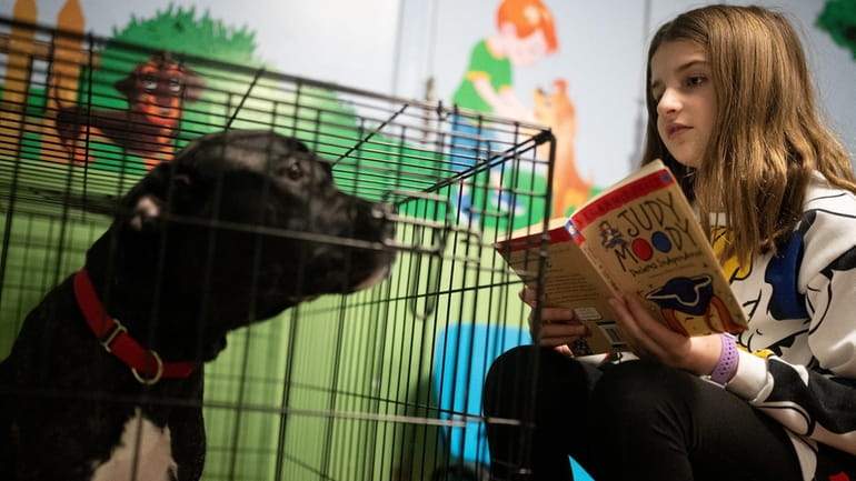 Julia Terzulli, 9, of East Meadow, reads to Minnie at...