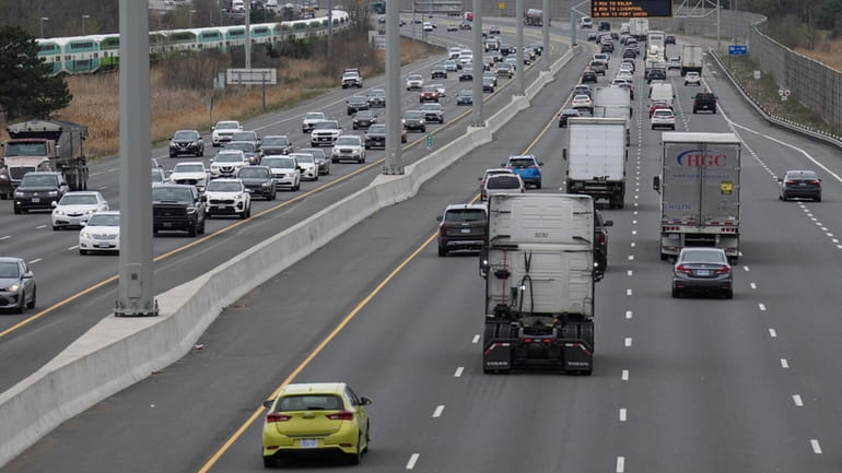 A stretch of the 401 highway in Whitby, Ontario, is...