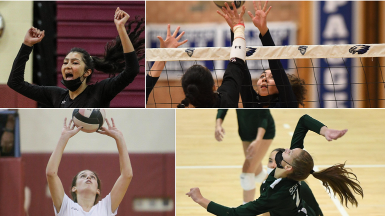 (Clockwise from top left) Mikalah Curran of Commack, Erica Arroyo of Smithtown...