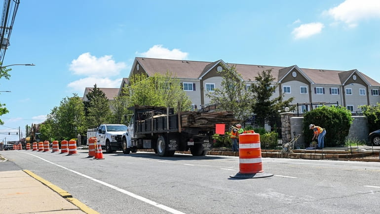 A streetscaping project is underway on Maple Avenue in Westbury. 