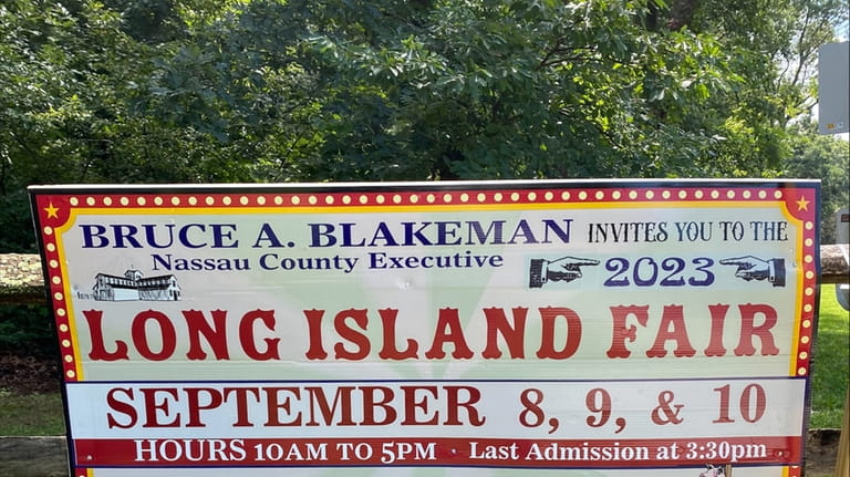 County Executive Bruce Blakeman's name on a sign at Old...