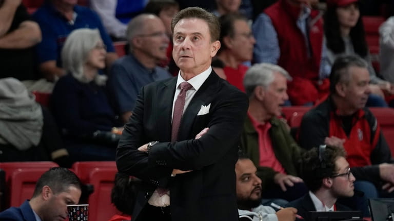 St. John's head coach Rick Pitino looks on during the...