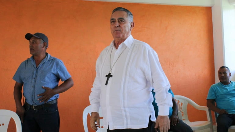 Monsignor Salvador Rangel, bishop of the Chilpancingo-Chilapa diocese, arrives to...