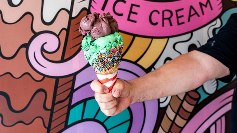 A cone of vegan ice cream at Ice Cream Social...