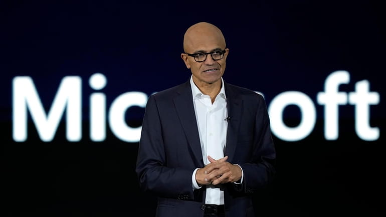 Microsoft CEO Satya Nadella speaks during an event titled "Microsoft...