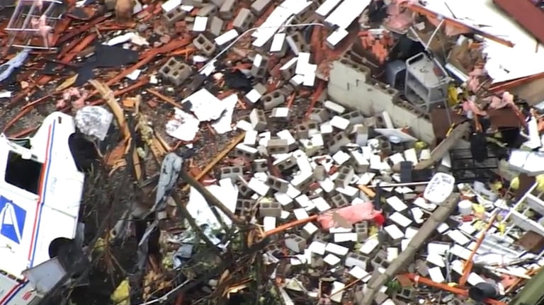 This image taken from video provided by KOCO shows damage...