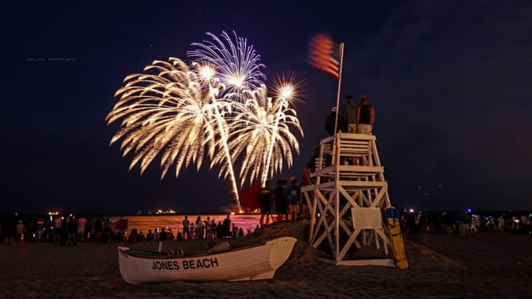 Crowds gather to watch Fourth of July Fireworks explode over...