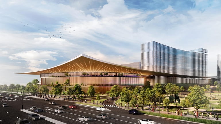 Conceptual renderings show the exterior of the proposed Sands casino...