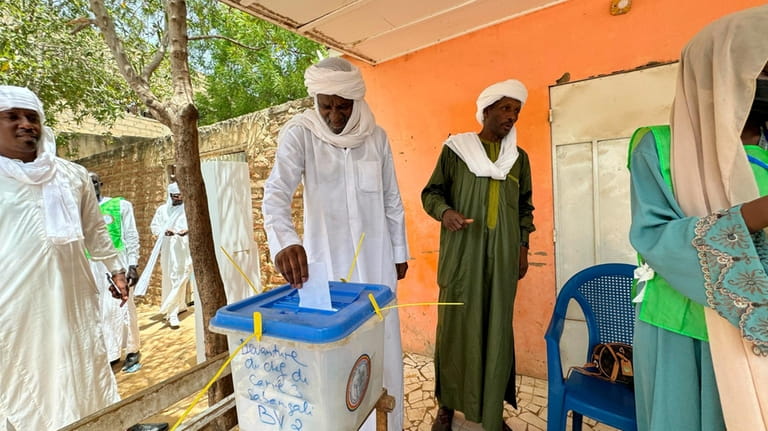 Chadians vote in N'djamena, Chad, Monday, May 6, 2024. Voters...