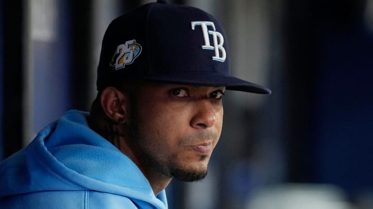 Tampa Bay Rays' Wander Franco looks on during a baseball...