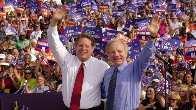 Democratic presidential candidate Vice President Al Gore, left, and his...