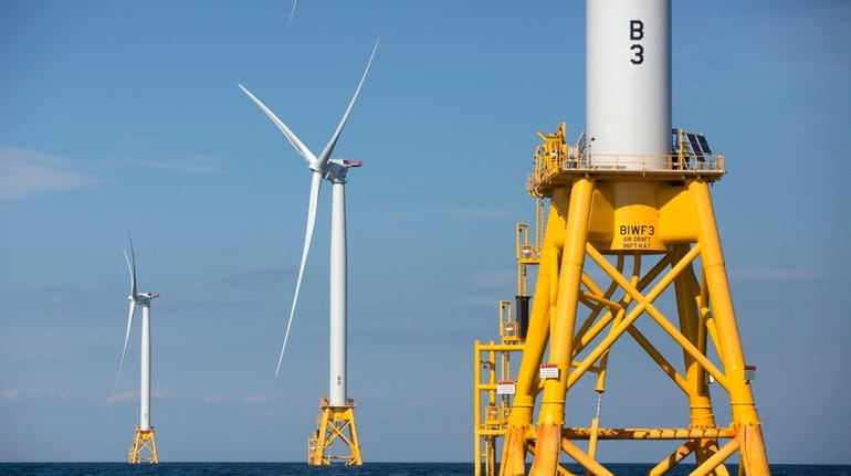 Wind turbines near Block Island, R.I. The Biden administration set a...