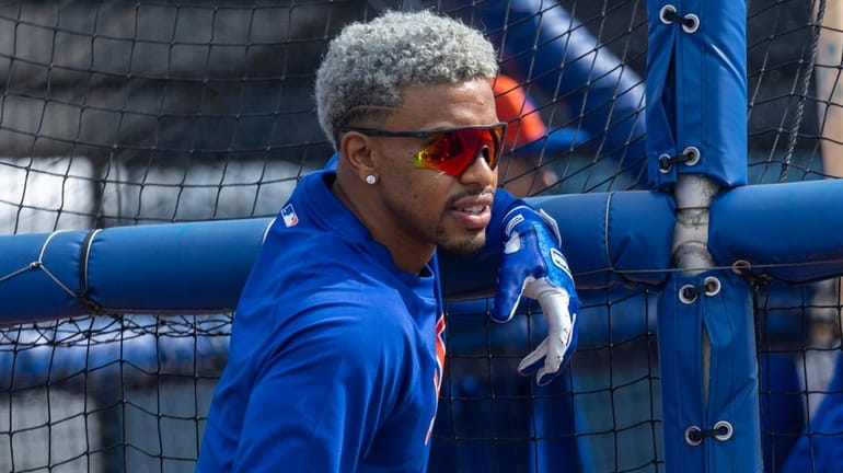 Mets infielder Francisco Lindor during a spring training workout, Tuesday...
