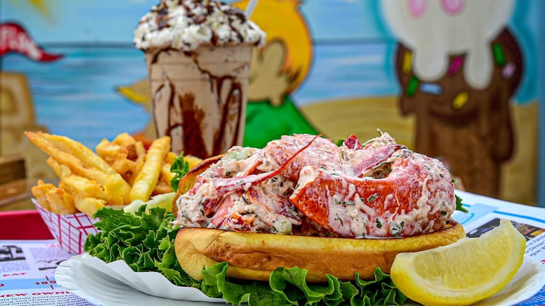 Photo of a Lobster roll, fries and a shake from...