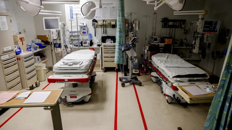 A trauma room at Mount Sinai South Nassau hospital in...