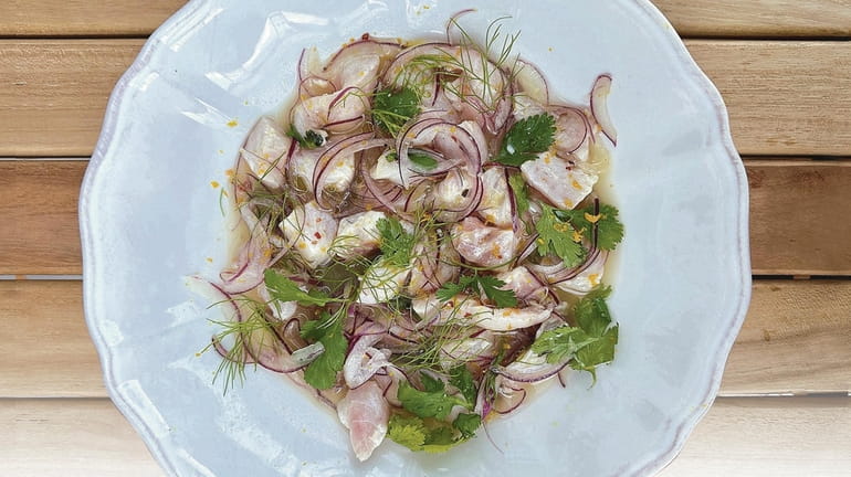 Porgy ceviche with wild fennel at Minnow at the Galley...