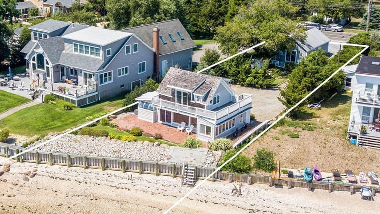This $1.749 million East Marion home sits on Gardiner’s Bay.
