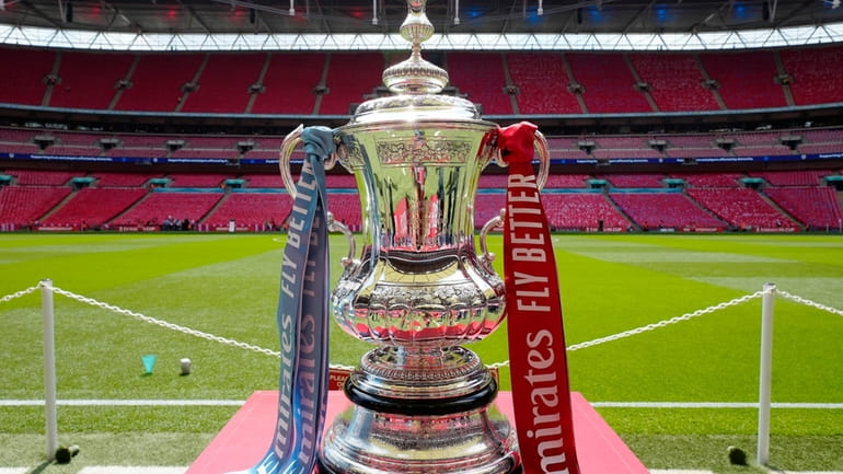 The FA Cup trophy is seen before the English FA...