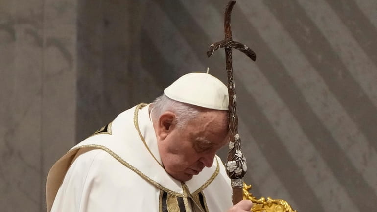 Pope Francis celebrates the Holy Chrism Mass in St. Peter's...