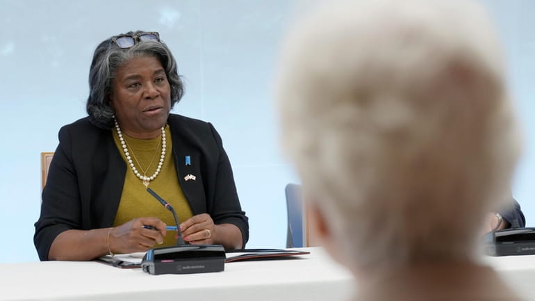 U.S. Ambassador to United Nations Linda Thomas-Greenfield meets with the...