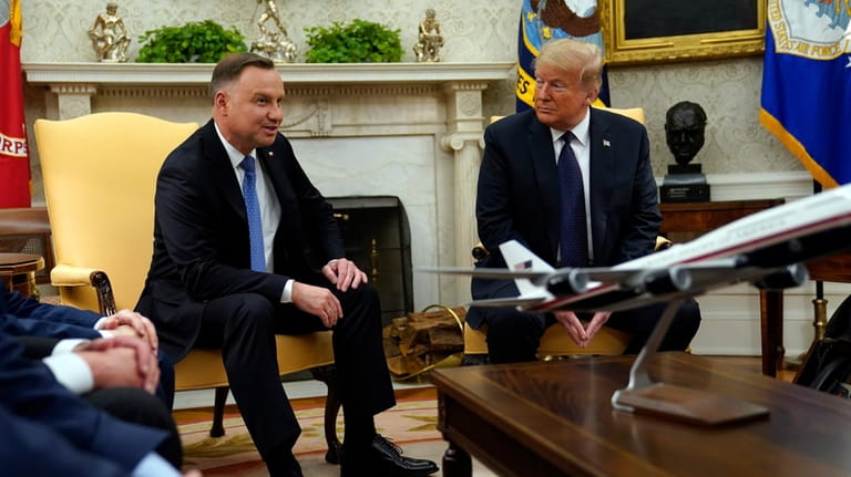 President Donald Trump meets with Polish President Andrzej Duda in...
