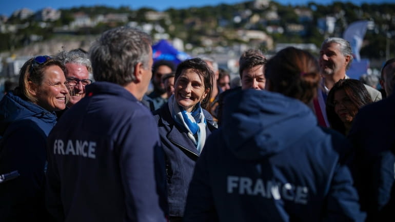 French Sports Minister Amelie Oudea-Castera attends the inauguration of the...