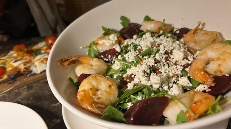 A beet and shrimp bowl at Pearl Kitchen & Cocktails...
