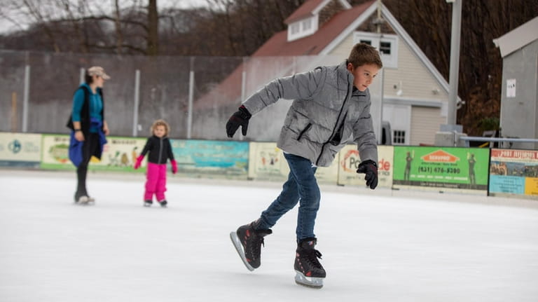 Finn Frankenberger ice skates at The Rinx at Harborfront Park...