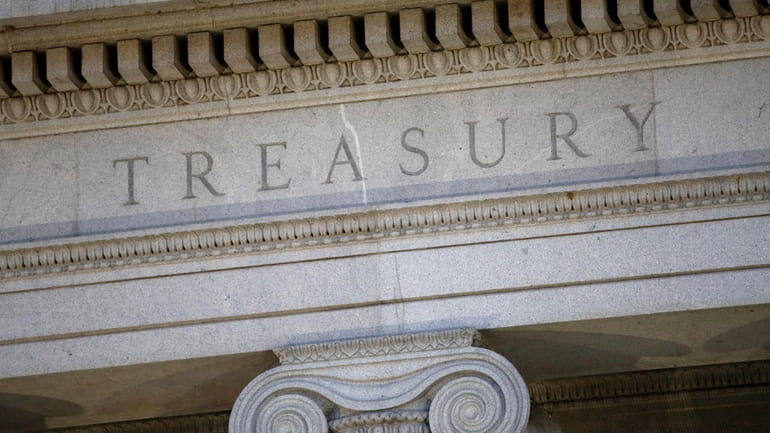 The U.S. Treasury Department building, June 6, 2019, in Washington....