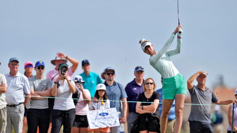 Nelly Korda hits from the ninth tee during the first...