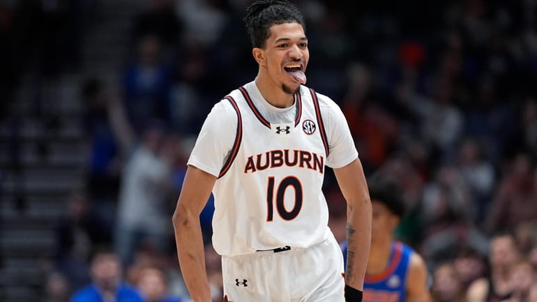 Auburn guard Chad Baker-Mazara (10) reacts after a basket in...