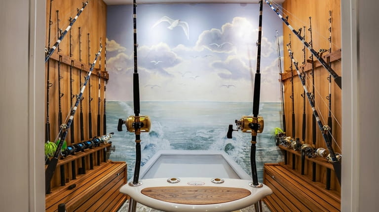 A fishing tackle room is one of several nautical touches...