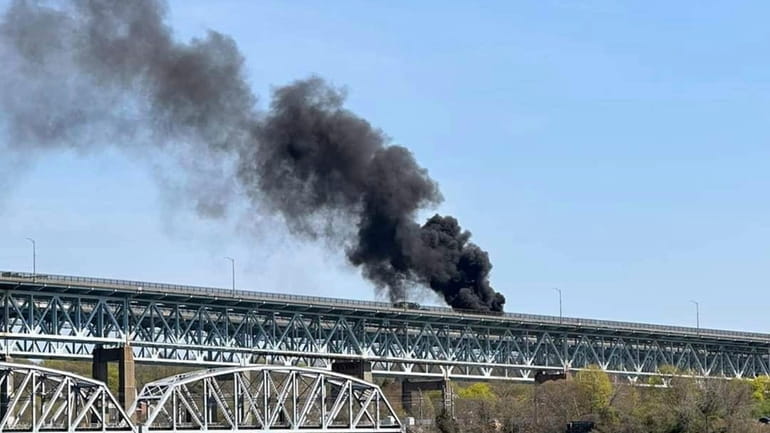 In this photo provided by the Connecticut State Police, plumes...
