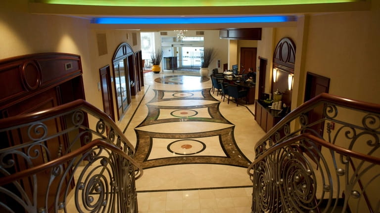The lobby of the Viana Hotel and Spa in Westbury....