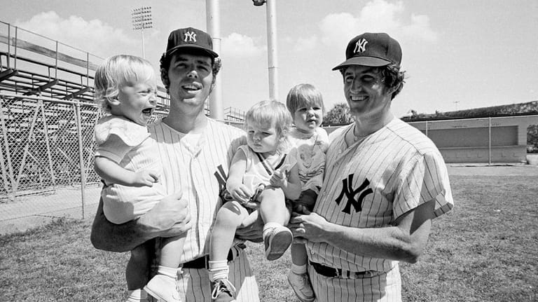 New York Yankees pitchers Mike Kekich, left, and Fritz Peterson...