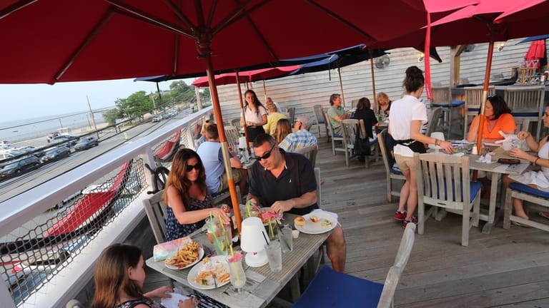 The roof deck patio of Shipwreck Tavern in Bayville.