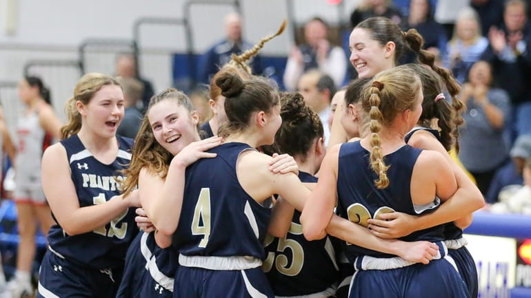 Bayport-Blue Point celebrates its win in the Suffolk Class A...