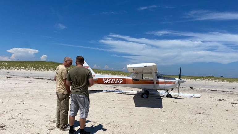 A single-engine plane landed at Fire Island National Seashore on...