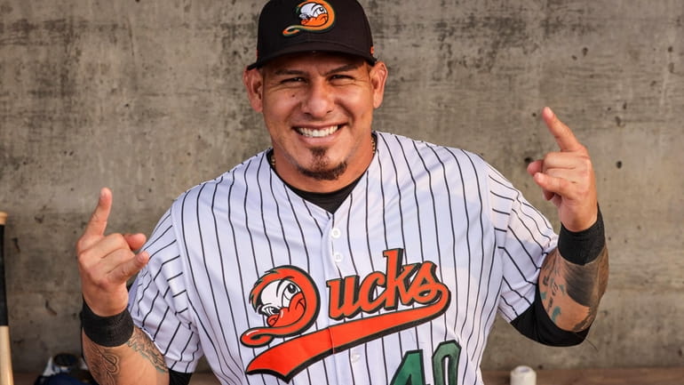 Wilson Ramos of the Long Island Ducks poses before a...