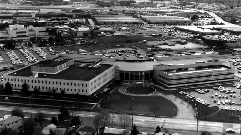 An aerial view of Grumman corporate headquarters in Bethpage on...